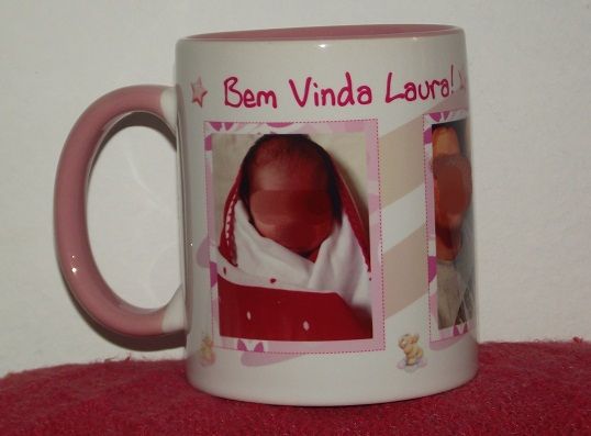 Caneca com alça e borada colorida